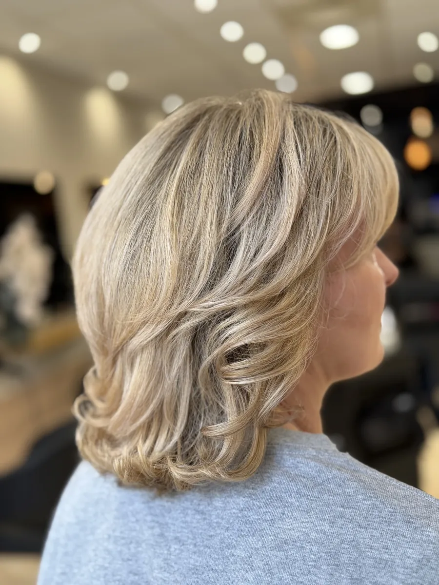 Blond sur coupe mi-longue